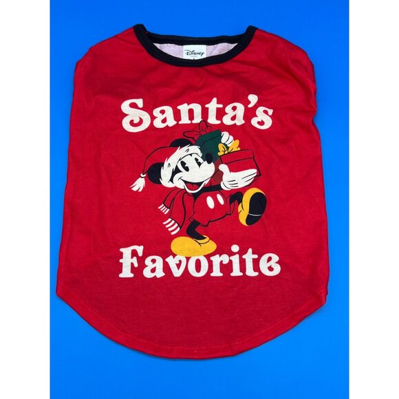 Disney Mickey Mouse Dog Shirt Santas Favorite Red L Polyester Made In Honduras - Picture 2 of 6